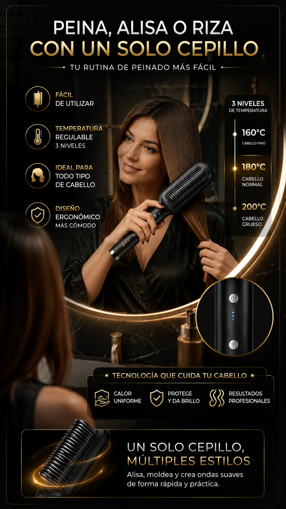 Cepillo Alisador Multifuncional