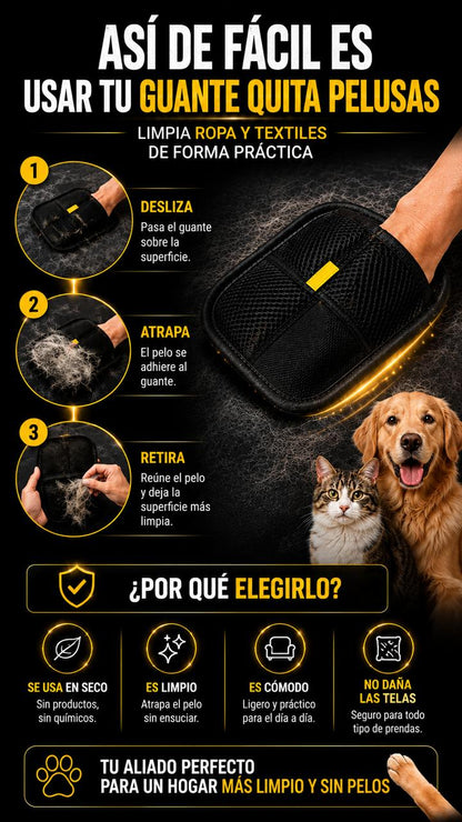 Guante Quitapelos para Mascotas